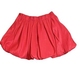 A New Day Women's Red Bubble Mini Skirt Pleated Elastic Waist Pull On M